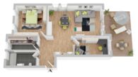 Grundriss - Gepflegte 3-Zimmer-Whg mit eigenem Stellplatz, Terrasse und Gasheizung aus 2024 in Bremen Horn-Lehe!